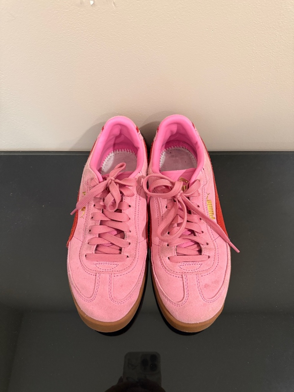 Puma Pink Suede Sneakers with Gum Sole size 8